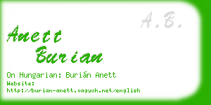anett burian business card